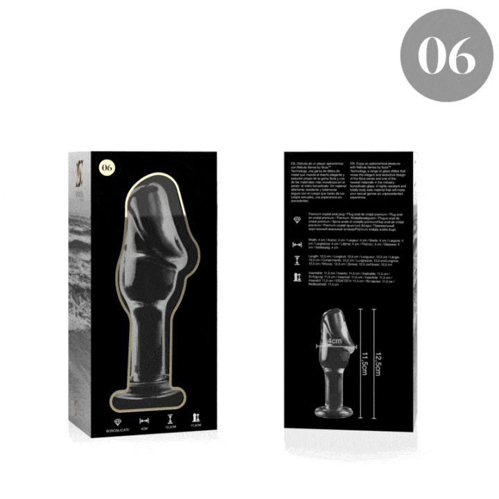 NEBULA SERIES BY IBIZA - MODELO 6 ANAL PLUG VIDRO BOROSILICADO TRANSPARENTE 12.5 CM -O- 4 CM