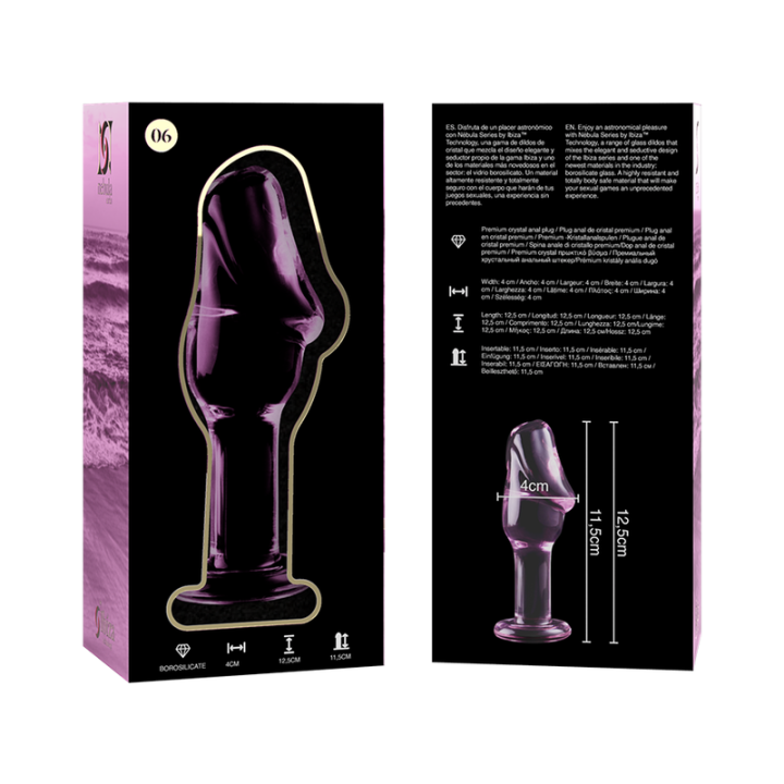 NEBULA SERIES BY IBIZA - MODELO 6 PLUG ANAL VIDRO BOROSILICADO ROSA 12.5 CM -O- 4 CM