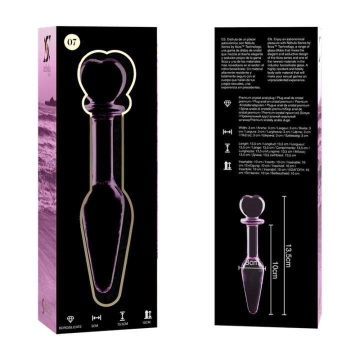 NEBULA SERIES BY IBIZA - MODELO 7 ANAL PLUG VIDRO BOROSILICADO ROSA 13.5 CM -O- 3 CM