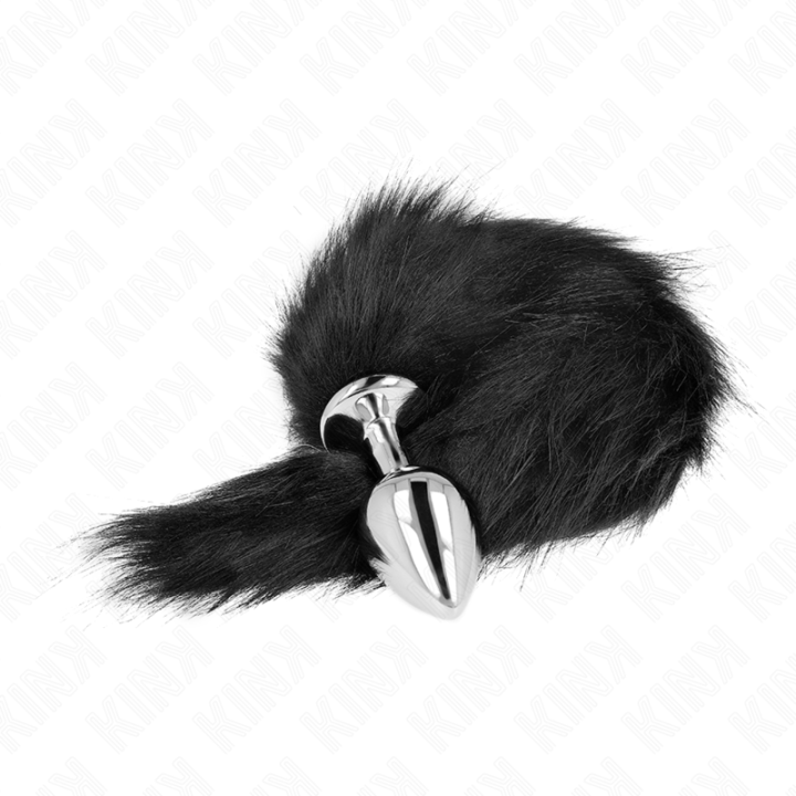 KINK - PLUG ANAL TAMANHO M 8 X 3.5 CM COM CAUDA SINTÉTICA 40 CM PRETO