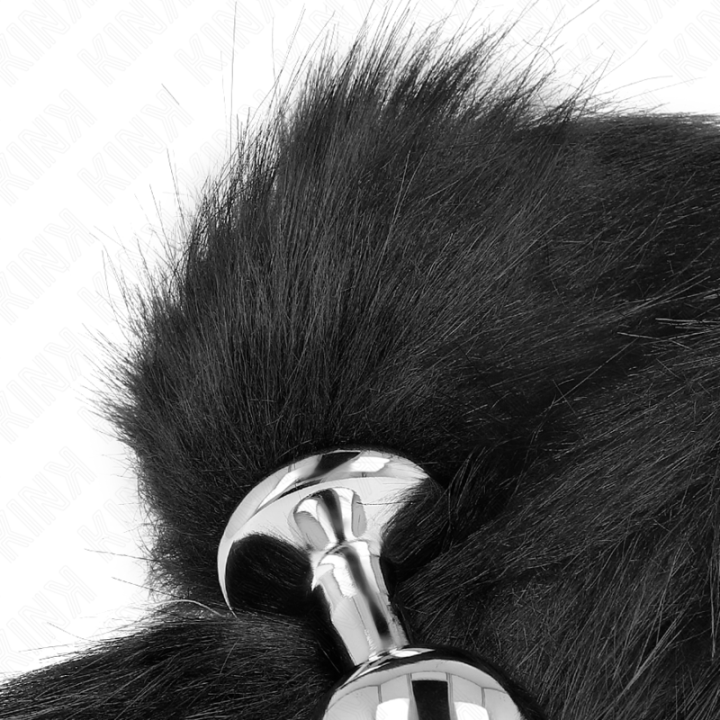 KINK - PLUG ANAL TAMANHO M 8 X 3.5 CM COM CAUDA SINTÉTICA 40 CM PRETO