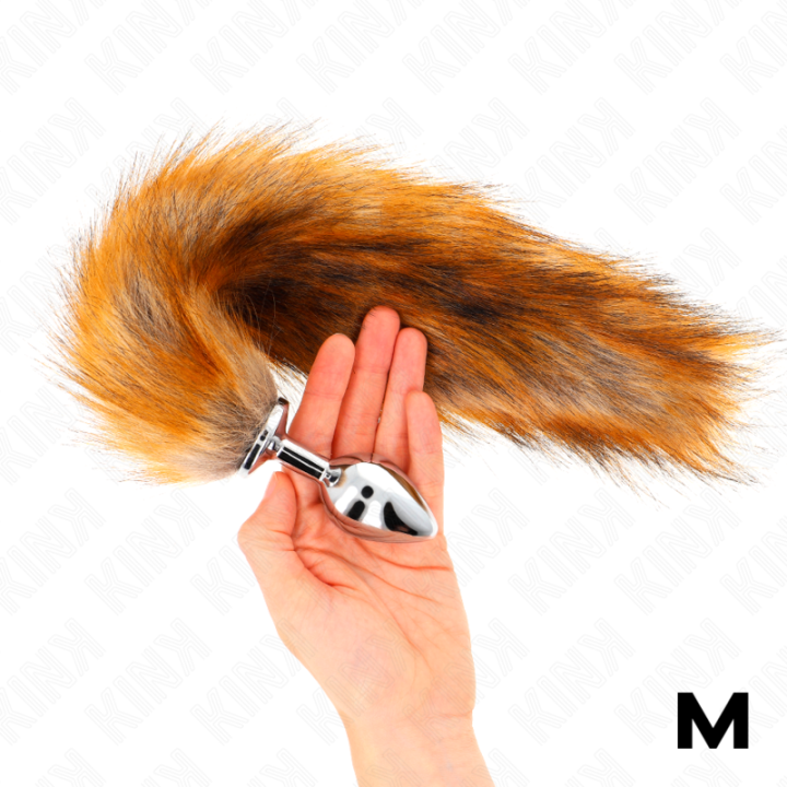 KINK - PLUG ANAL TAMANHO M 8 X 3.5 CM COM CAUDA SINTÉTICA 40 CM MARROM