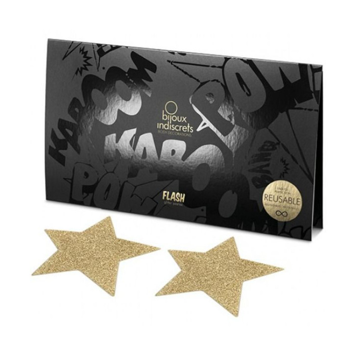 BIJOUX - INDISCRETS FLASH GOLDEN STAR NIPPLE COVERS