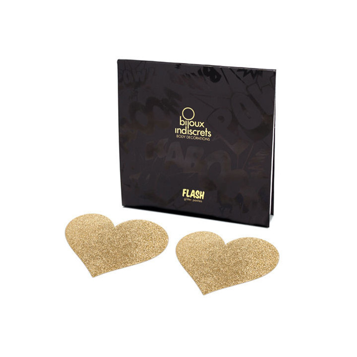 BIJOUX - INDISCRETS FLASH GOLDEN HEART NIPPLE COVERS