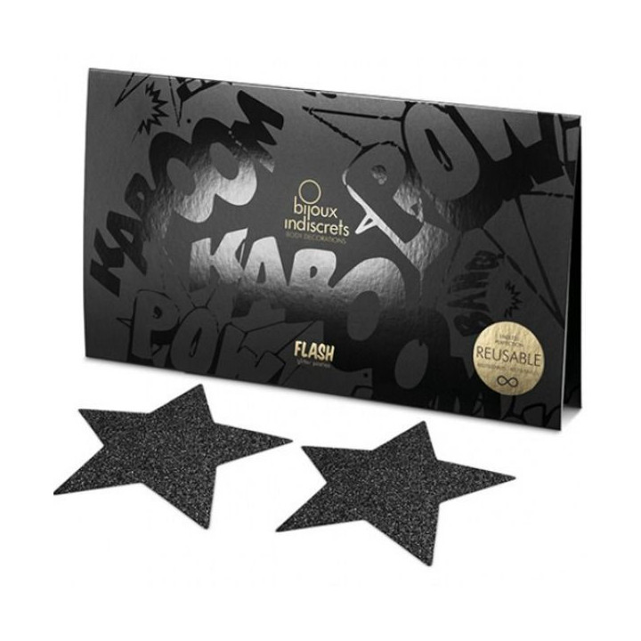 BIJOUX - INDISCRETS BLACK STAR FLASH NIPPLE CAPS