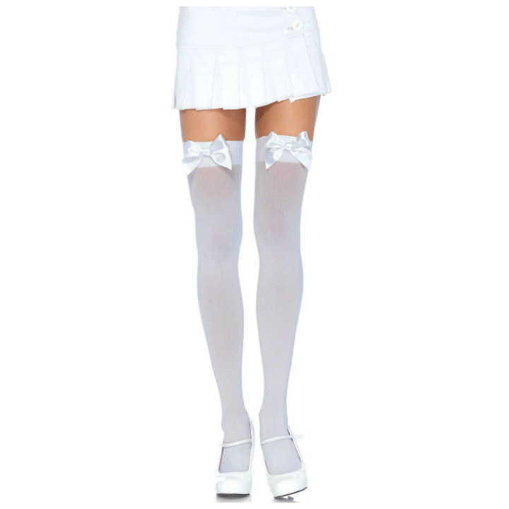 LEG AVENUE - COXAS EM NYLON COM LAO BRANCO / BRANCO