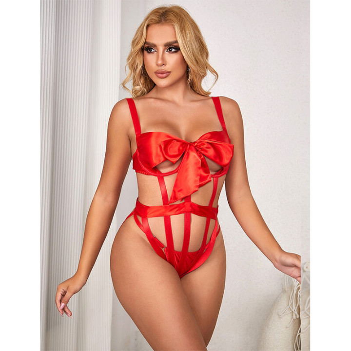 SUBBLIME - 954475 BODY SEXY OPENWORK COM LAÇO VERMELHO L/XL