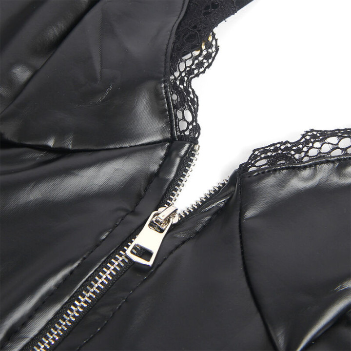 SUBBLIME - 955465 BODY DE COURO PRETO COM ZÍPER L/XL
