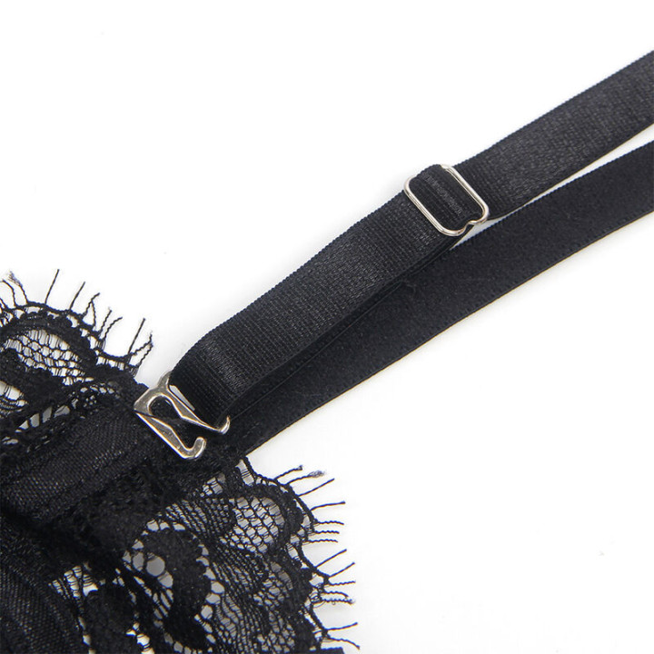 SUBBLIME - 955496 BODY DE RENDA COM LAÇOS E LIGAS PRETO S/M