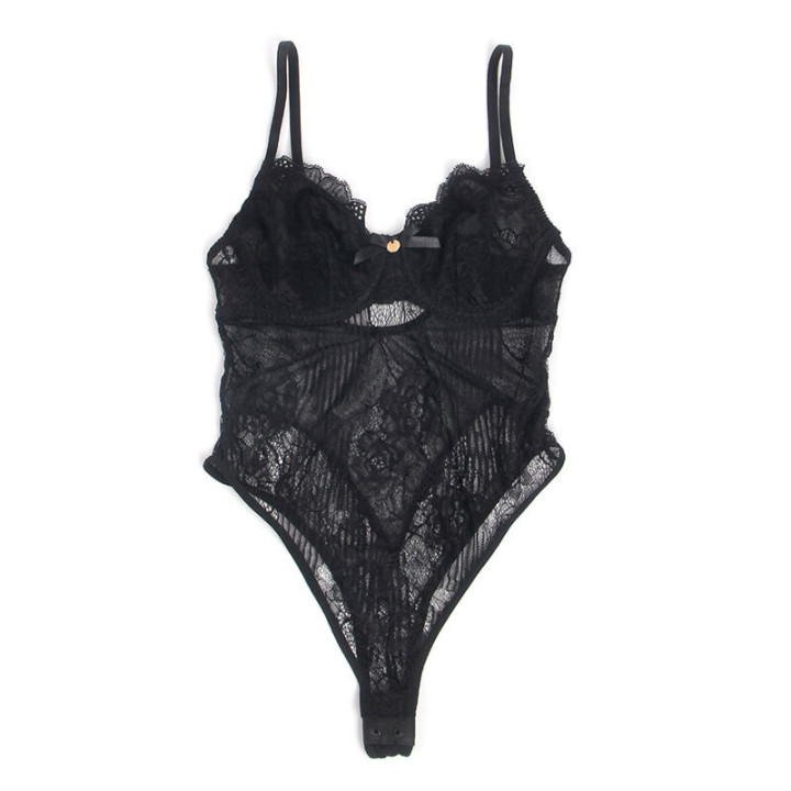 SUBBLIME - 955618 BODYSUIT DE RENDA COM FECHO DE BAIXO PRETO S/M