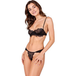 PASSION - CONJUNTO DE SUTIÃ + TANGA TIVOLEA PRETO G/GG