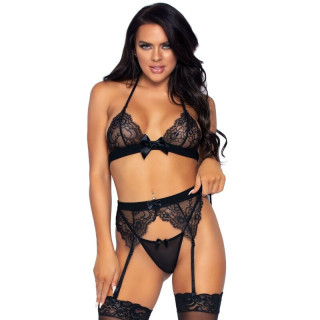 LEG AVENUE - TRÊS PEAS SET TOP. CINTA LIGA E G-STRING L