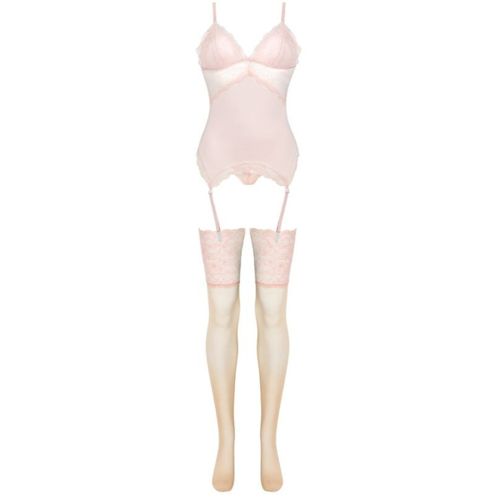 LIVCO CORSETTI FASHION - CONJUNTO PERSINNE PÊSSEGO CORSET + CALCINHA + MEIAS