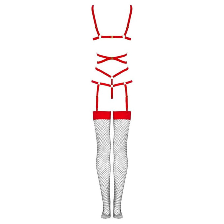 LIVCO CORSETTI FASHION - THIARA LC 20213 CONJUNTO CORPO + MEIAS VERMELHAS S/M