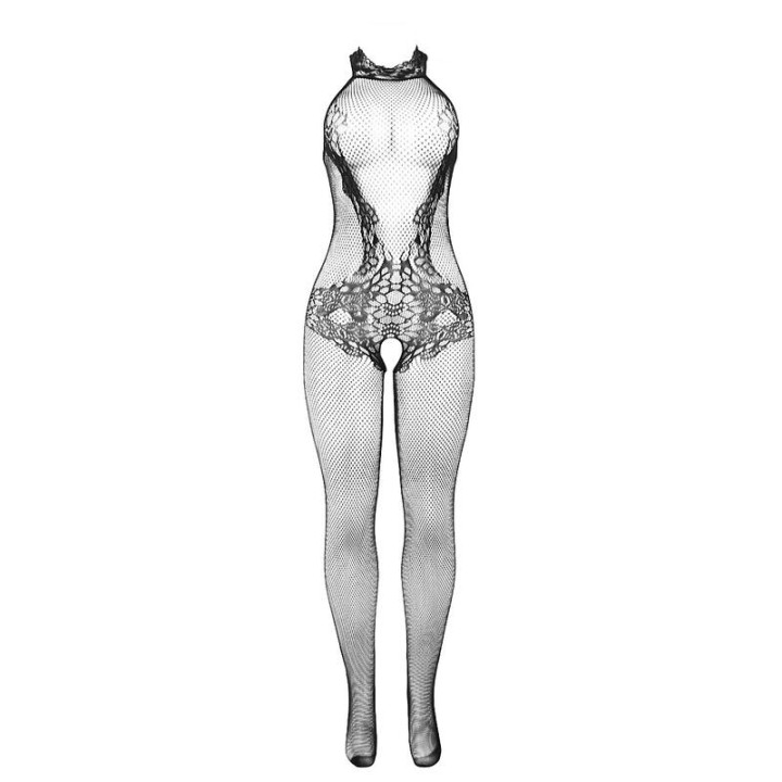 SUBBLIME - 951801 BODYSTOCKING SEM FUNDO DE REDE E RENDA COM GOLA ALTA PRETO TAMANHO ÚNICO
