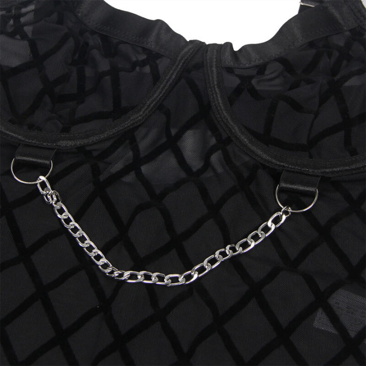 SUBBLIME - 954260 BODY COM CORRENTES + CINTA-LIGA PRETO S/M