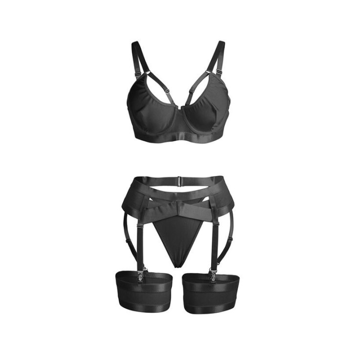SUBBLIME - 955236 SUTIÃ BONDAGE PRETO COM CONJUNTO DE LIGA S/M