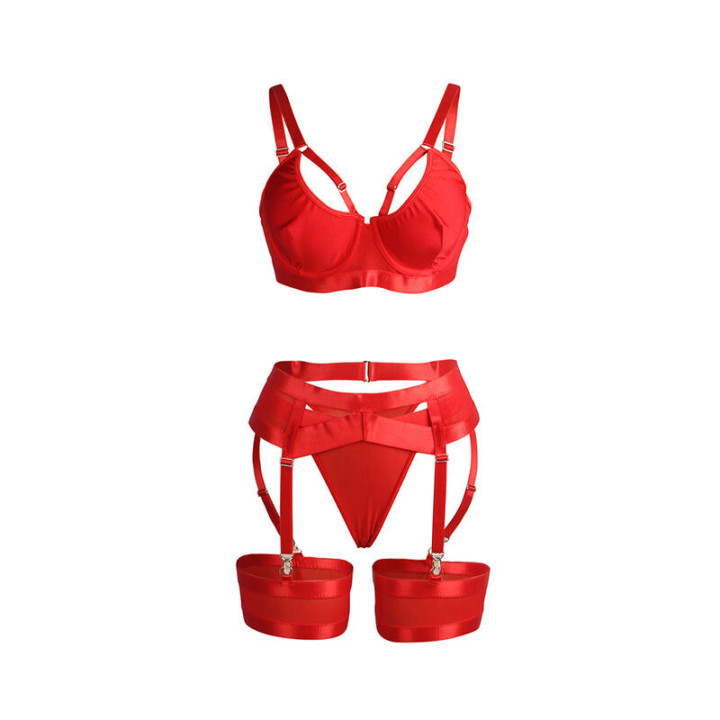 SUBBLIME - 955250 SUTIÃ BONDAGE VERMELHO COM CONJUNTO DE LIGA S/M