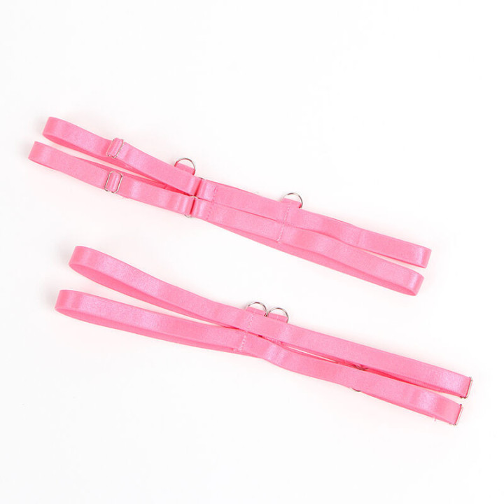 SUBBLIME - 955366 CONJUNTO DE SUTIÃ COM RENDA E LIGAS ROSA E ROXO L/XL