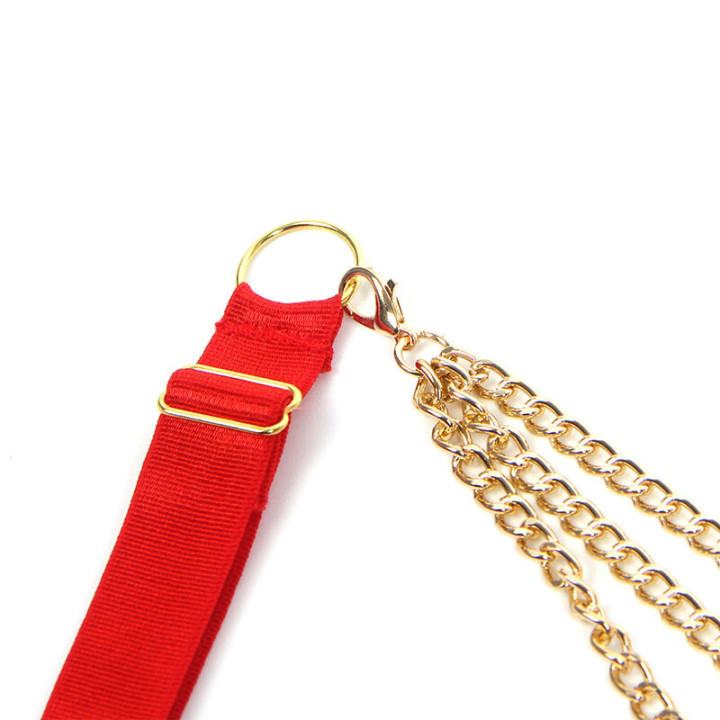 SUBBLIME - 955519 CONJUNTO DE SUTIÃ COM CORRENTES E MALHA CORAÇÃO VERMELHO S/M