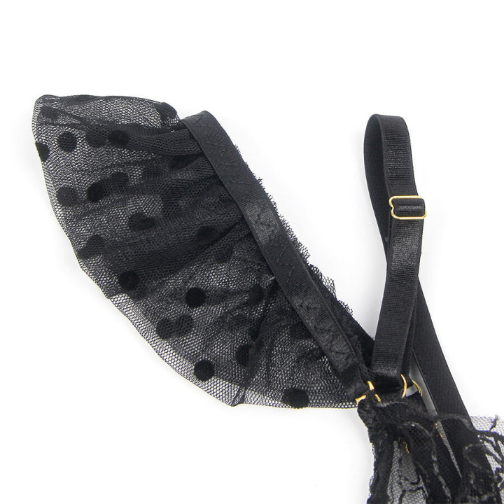 SUBBLIME - 957483 CONJUNTO DE SUTIÃ E LIGA DE RENDA PRETO S/M