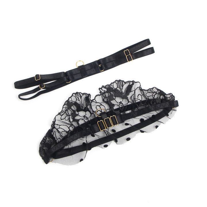 SUBBLIME - 957483 CONJUNTO DE SUTIÃ E LIGA DE RENDA PRETO S/M