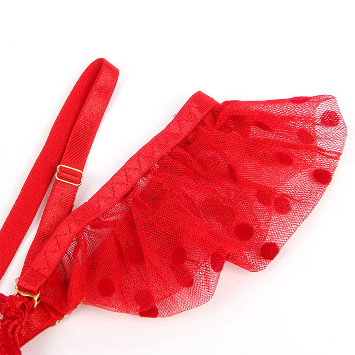 SUBBLIME - 957506 CONJUNTO DE SUTIÃ E LIGA DE RENDA VERMELHO S/M