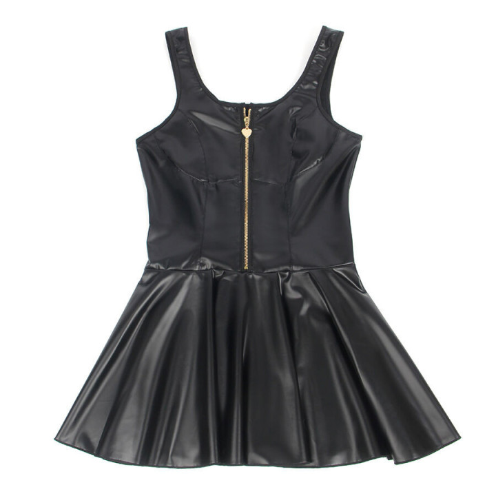 SUBBLIME - 957674 VESTIDO DE COURO COM ZÍPER DE CORAÇÃO PRETO L/XL