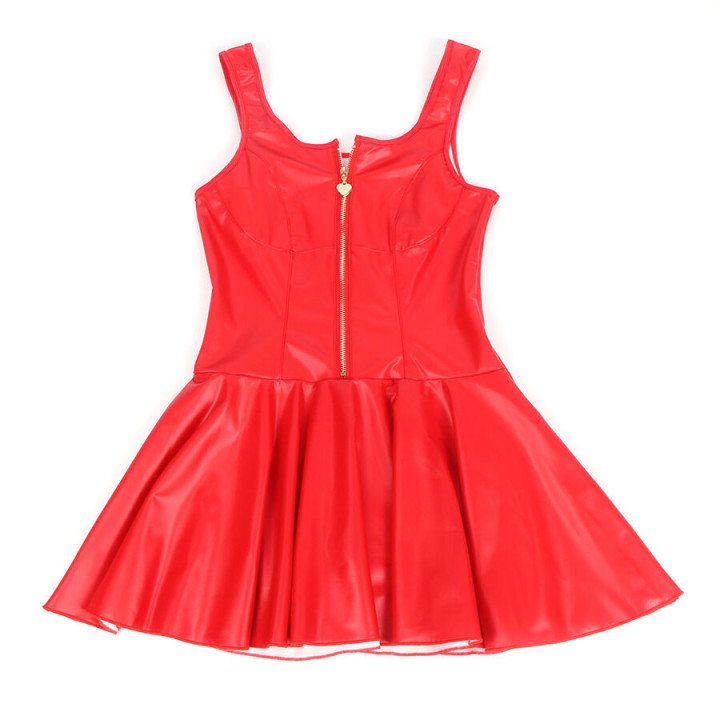 SUBBLIME - 957698 VESTIDO DE COURO COM ZÍPER DE CORAÇÃO VERMELHO L/XL