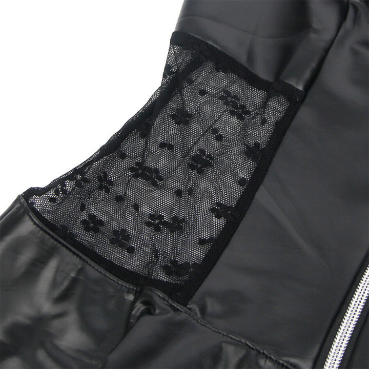 SUBBLIME - 957711 VESTIDO DE COURO COM ZÍPER DE RENDA PRETO L/XL