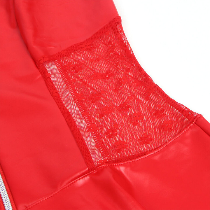 SUBBLIME - 957735 VESTIDO DE COURO COM ZÍPER DE RENDA VERMELHO L/XL