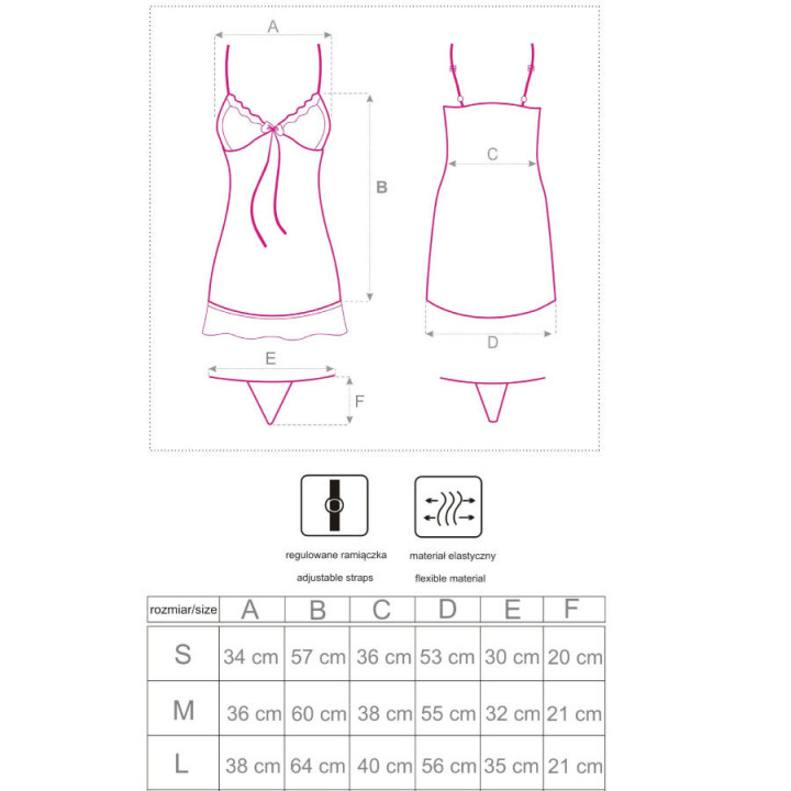 LIVCO CORSETTI FASHION - LUISE 1710 BABYDOLL + TANGA PRETA M