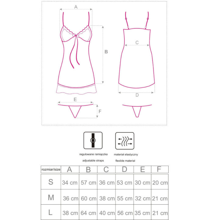 LIVCO CORSETTI FASHION - HYEONA 1710 BABYDOLL + TANGA ROSE XL