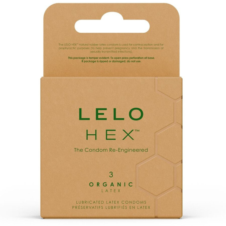LELO - CAIXA DE PRESERVATIVOS ORGÂNICOS HEX 3 UNIDADES