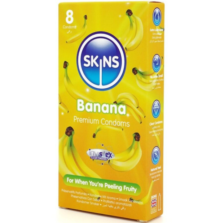 SKINS - PRESERVATIVOS BANANA PREMIUM PACOTE COM 8