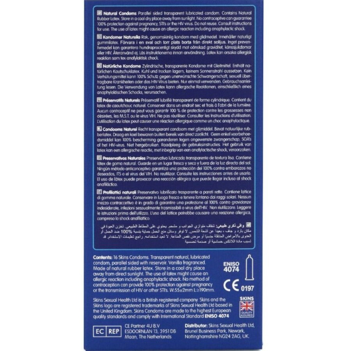 SKINS - PRESERVATIVOS NATURAIS PREMIUM PACOTE 16