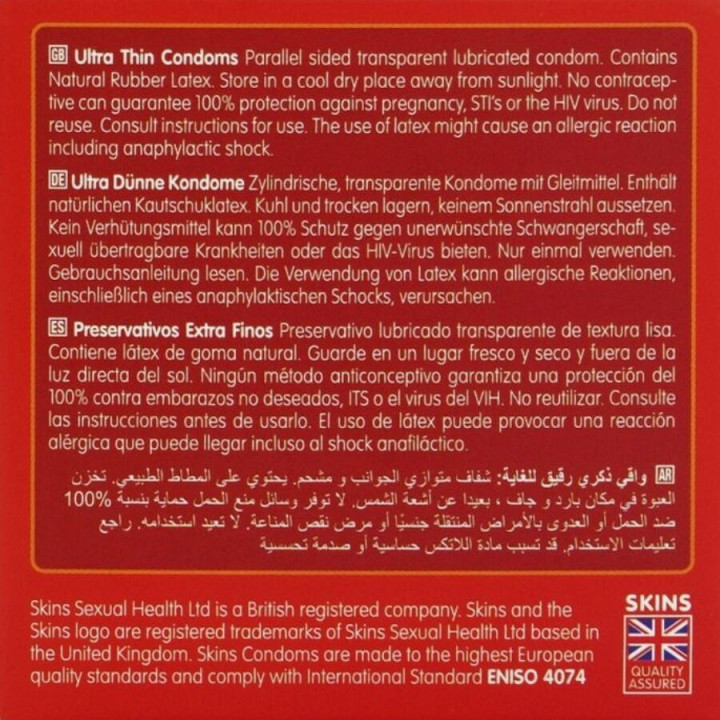 SKINS - PRESERVATIVOS ULTRA FINOS PREMIUM PACOTE COM 4