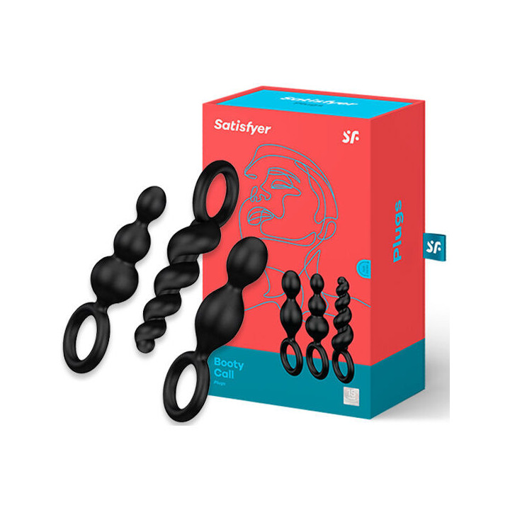 SATISFYER - CONJUNTO DE PLUGS ANAIS 3 PCS PRETO