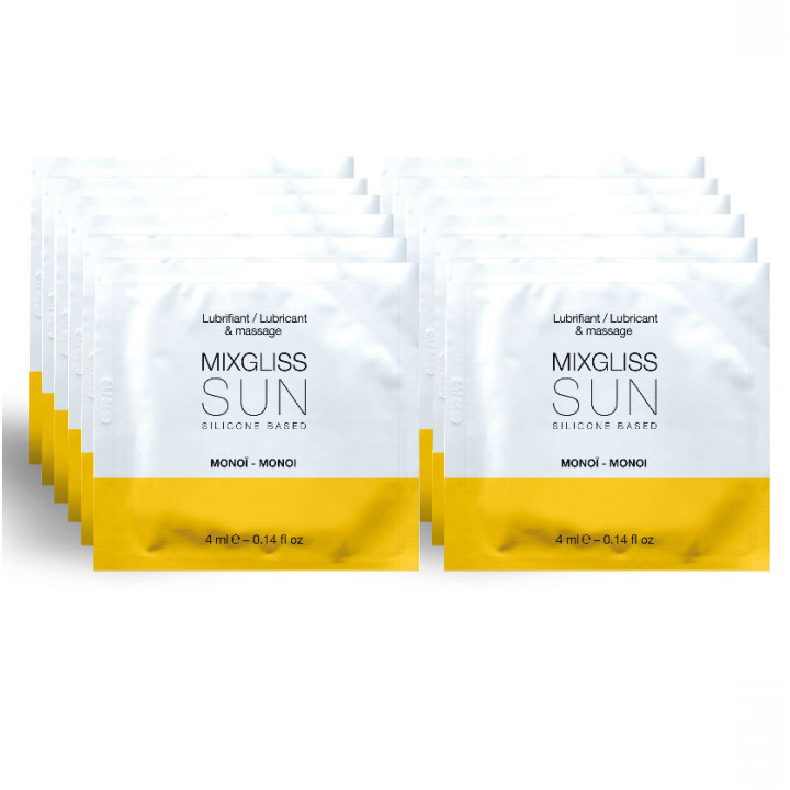 MIXGLISS - LUBRIFICANTE  BASE DE SILICONE AROMA MONOI 12 DOSE ÚNICA 4ML