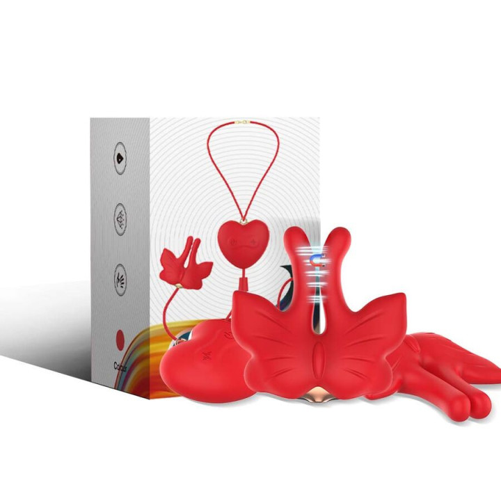 ARMONY - GRAMPOS MAGNÉTICOS PARA MAMILOS COM VIBRAÇÃO FORMATO BORBOLETA VERMELHO