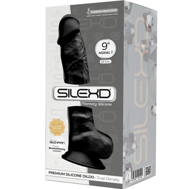 SILEXD - MODELO 1 PÊNIS REALÍSTICO PREMIUM SILEXPAN SILICONE PRETO 23 CM