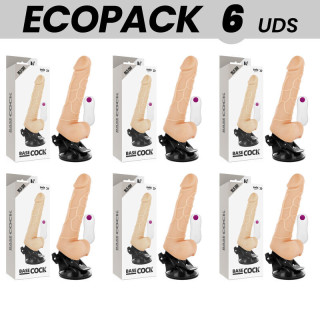 ECOPACK 6 UNIT - BASECOCK VIBRADOR REALISTA CONTROLE REMOTO NATURAL COM TESTÍCULOS 19.5 CM -O- 4 CM