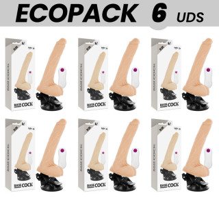 ECOPACK 6 UNIT - BASECOCK VIBRADOR DE CONTROLE REMOTO NATURAL REALISTA 19 CM -O- 4 CM