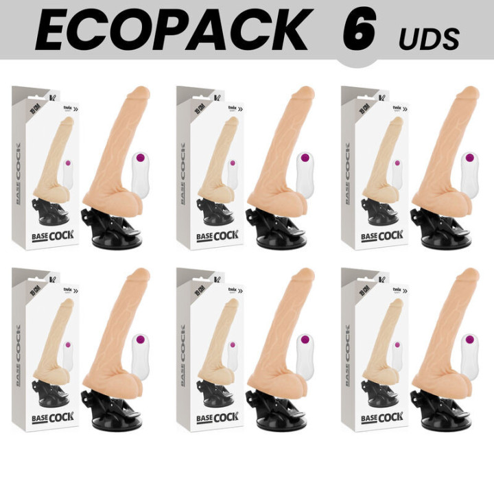 ECOPACK 6 UNIT - BASECOCK VIBRADOR DE CONTROLE REMOTO NATURAL REALISTA 19 CM -O- 4 CM