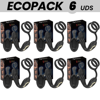 ECOPACKS 6 UNIDADES - IBIZA WIGGLE PLUG ANAL GIRATÓRIO COM CONTROLE REMOTO. VIBRAÇÃO PERINEAL E ANÉIS PARA AUMENTO DO PÊNIS