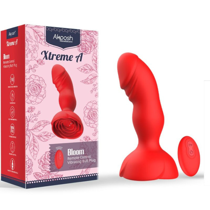 ARMONY -  EXTREME A BLOOM VIBRADOR ROSE E PLUG ANAL CONTROLE REMOTO VERMELHO