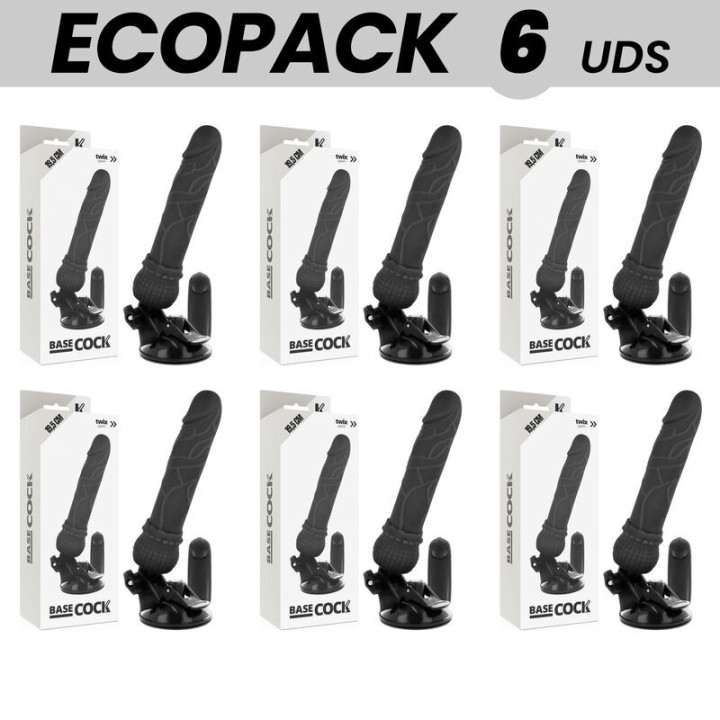 ECOPACK 6 UNIT - BASECOCK CONTROLE REMOTO VIBRADOR REALÍSTICO BASECOCK PRETO 19.5 CM