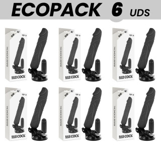 ECOPACK 6 UNIT - BASECOCK CONTROLE REMOTO VIBRADOR REALÍSTICO PRETO 20 CM -O- 4 CM