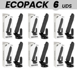 ECOPACK 6 UNIT - BASECOCK CONTROLE REMOTO VIBRADOR REALÍSTICO PRETO 20 CM -O- 4 CM