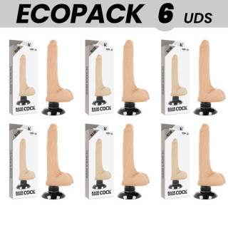 ECOPACK 6 UNIT - BASECOCK VIBRADOR REALÍSTICO 2-1 NATURAL 18.5 CM -O- 4 CM